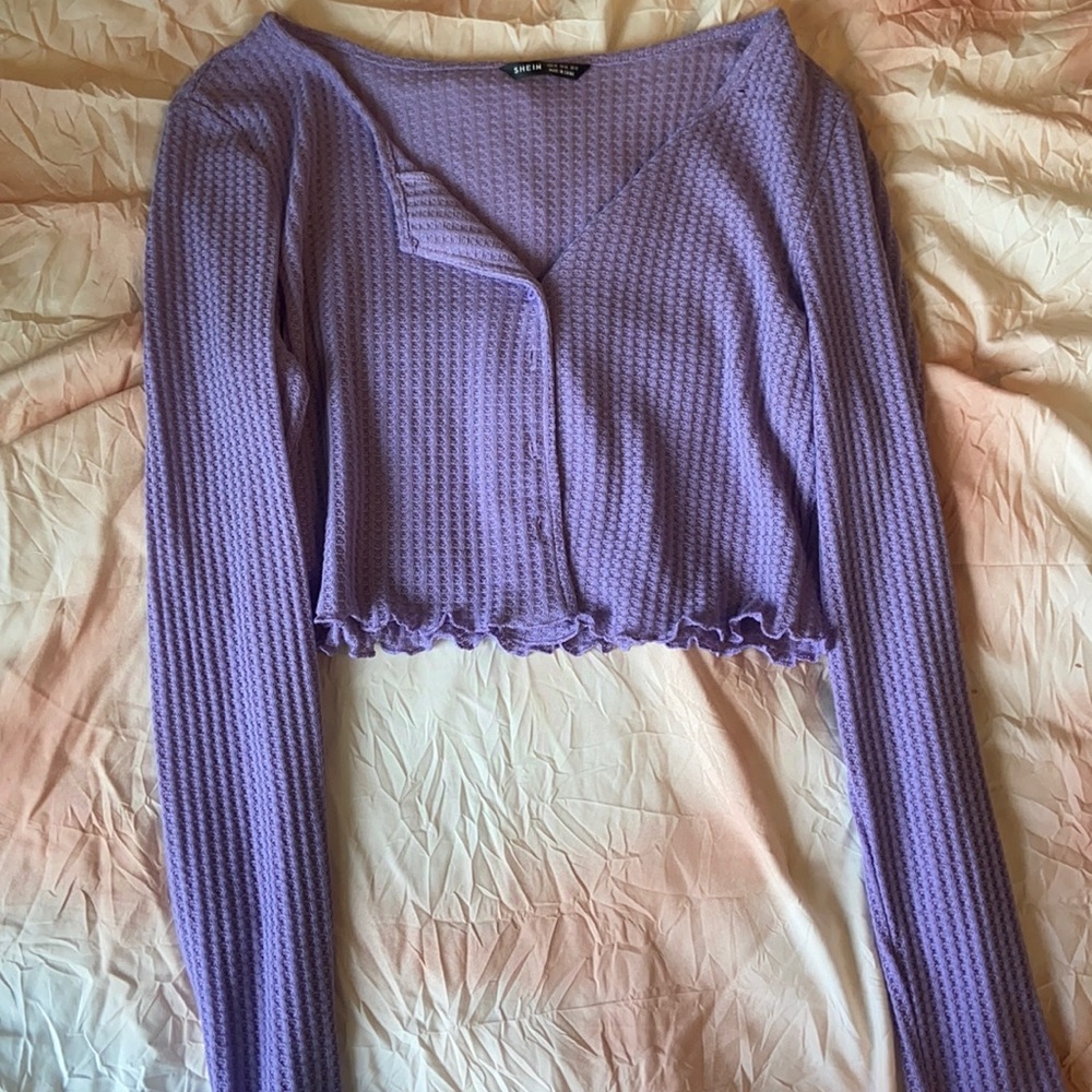 purple long sleeve crop top